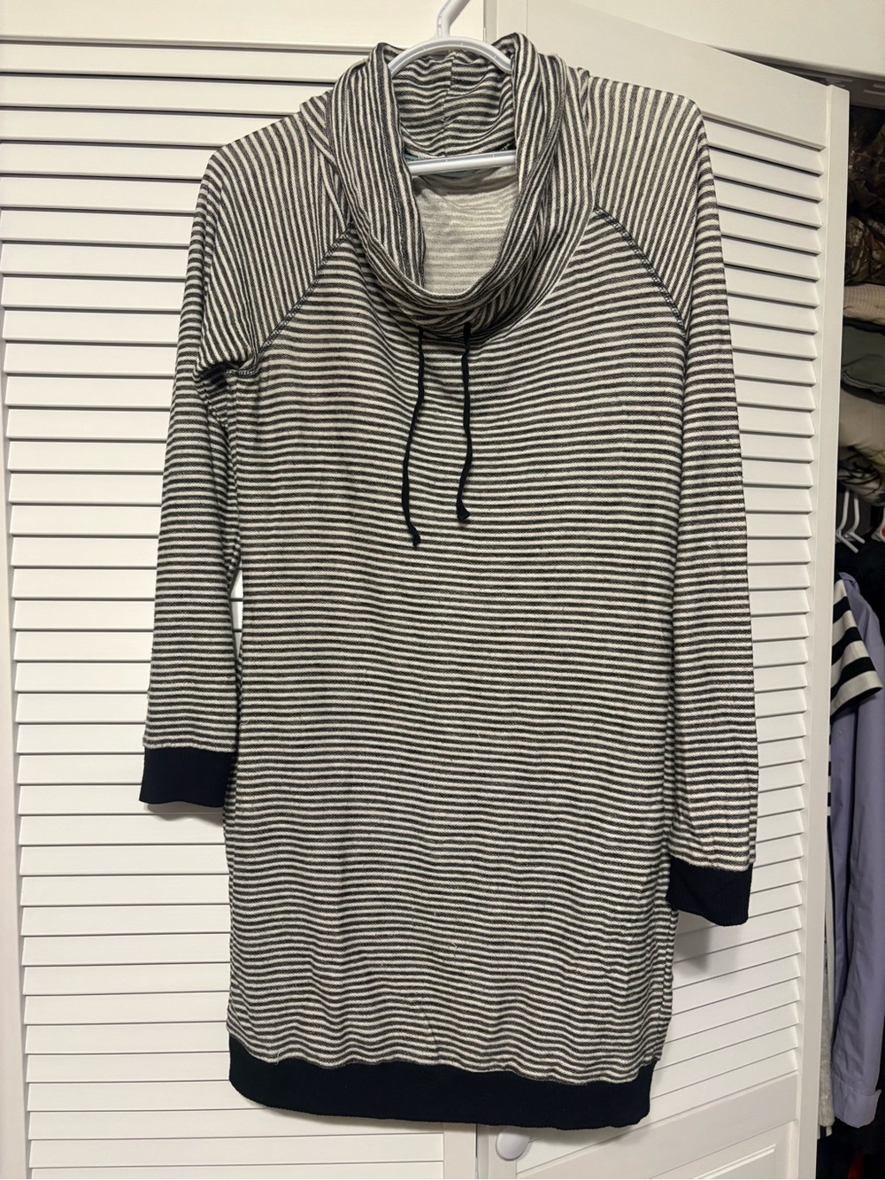 Maurices Black & White Striped Cowl Neck Sweater Dress